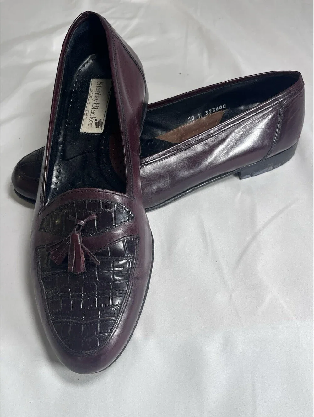 Stanley Blacker Burgundy Leather Tassel Loafers 10M
